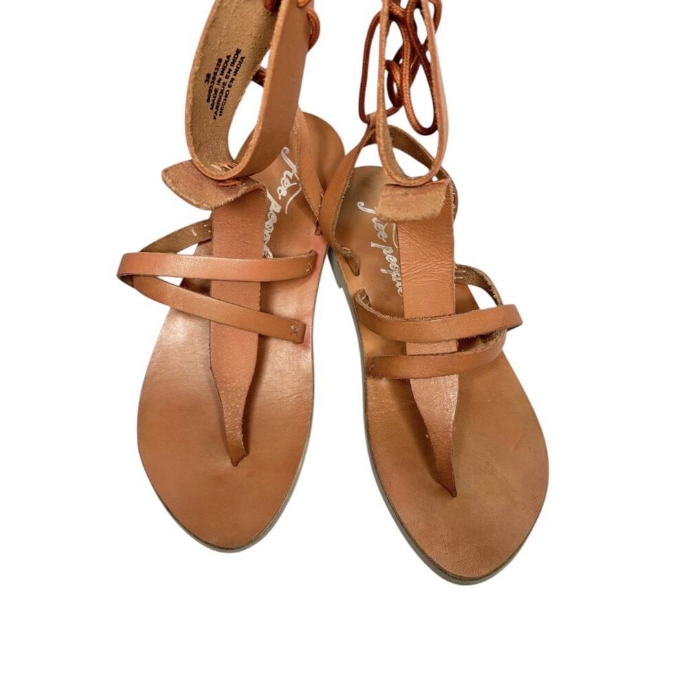 FREE PEOPLE Vacation Day Wrap Gladiator Leather Sandals Brown Sz EU 38- 7.5-8